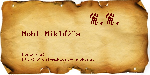 Mohl Miklós névjegykártya